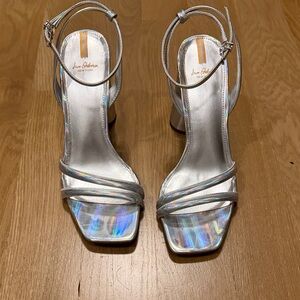 Sam Edelman Iridescent Silver Strappy Heels